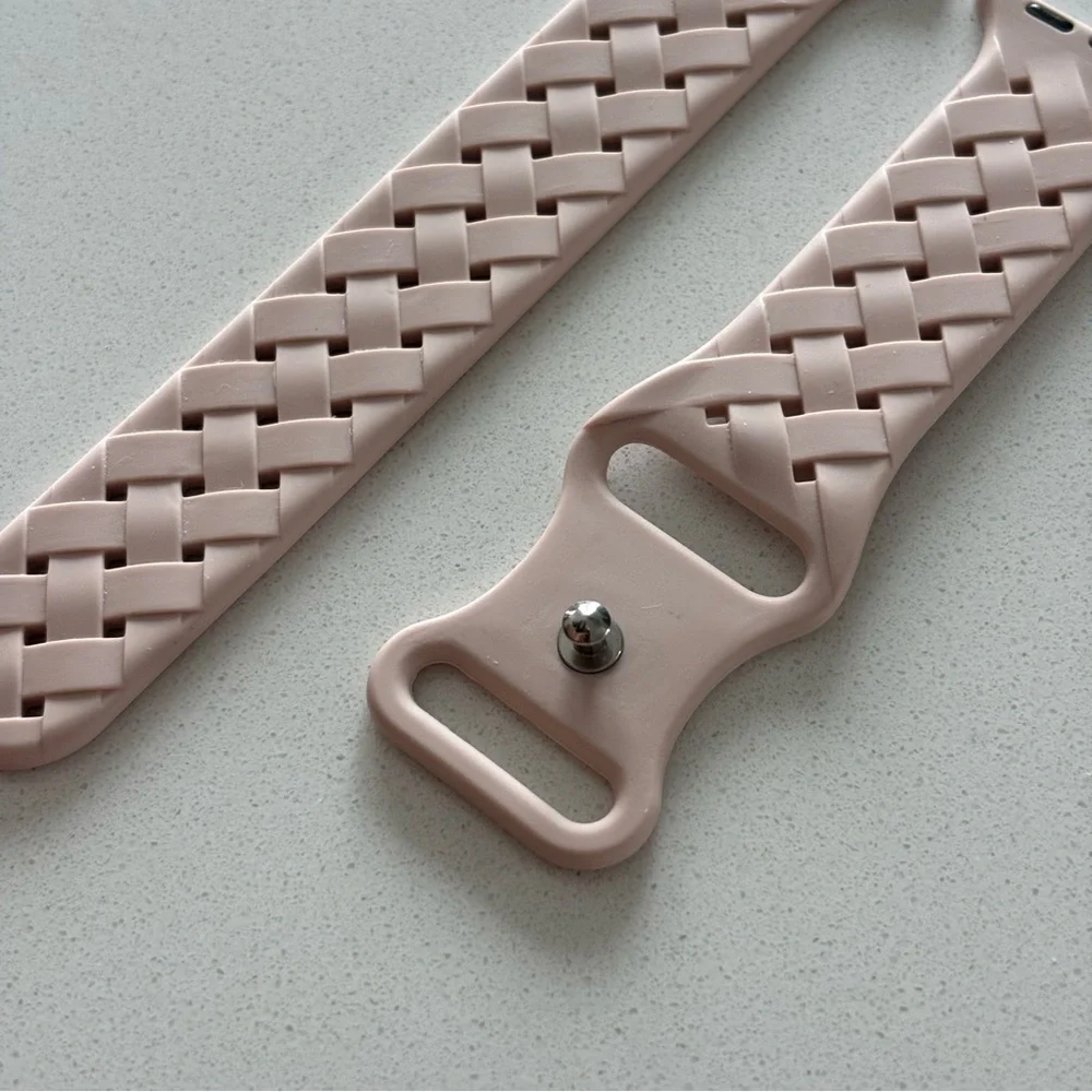 38/40/41 MM nude pink woven Apple Watch silicone band